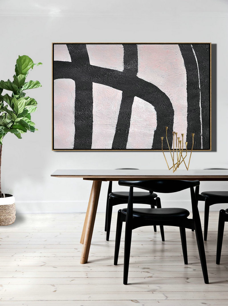 Large Abstract Art,Hand-Painted Oversized Horizontal Minimal Art On Canvas,Contemporary Canvas Paintings